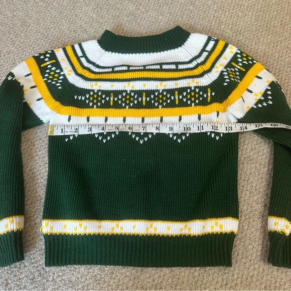 Vintage JCPenney acrylic green white and yellow sweater size 8 - Picture 4 of 4